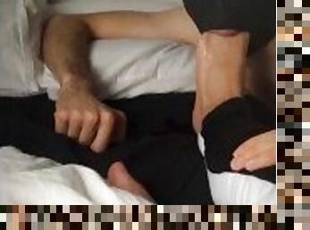 zakar-besar, homoseksual, kaki, gagging, gay, dominasi, zakar, jari-kaki
