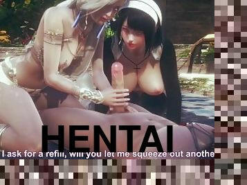 Threesome queen and nun - Hentai - (Uncensored)