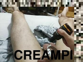 Shaving my pubes and then putting after shave cream on my penis
