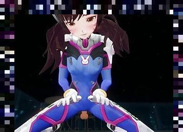 3D HENTAI POV DVA in tight suit rides your cock