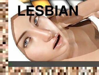 amatir, lesbian-lesbian, remaja, berciuman, teransang, 3d, erotis