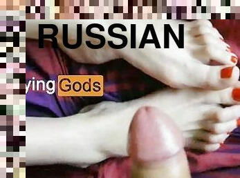 masturbare-masturbation, rusoaica, picioare, sperma, frumoasa, sperma-sperm, fetish, stimulare-cu-piciorul, alb, piciore