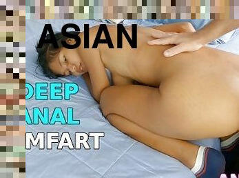 asiatisk, mager, amatør, anal, kæmpestor-pik, teenager, creampie, thailænder, kær, lille