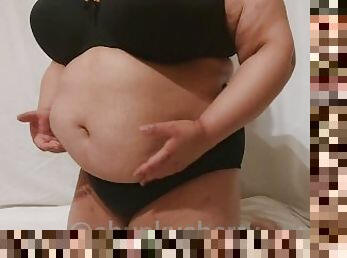 BBW Huge Belly Play - Trying to suck in my jiggly belly