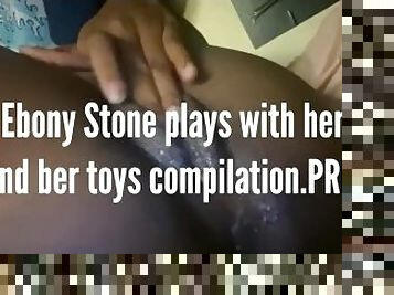 Ebony Stone plays with herself, and her toys compilation PREVIEW