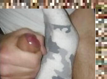 Guy cums on my stinky white socks