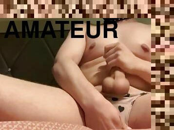 TransGirl masturbating w/ bullet vibrator while watching porn