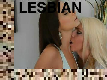 Lesbian kisses on the neck