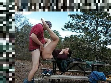 Amateur Wife Fucked And Creampied On Public Picnic Table