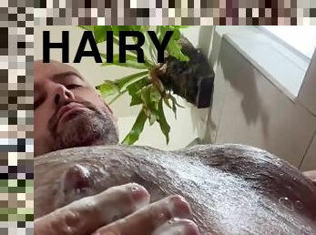 Big Nipple Daddy Soaps Up Pumped Muscle Tits In Shower