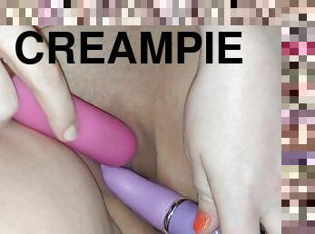 After creampie dildo fun