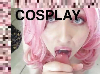 Swedish Teen Cosplay Slut Sucks my Cock and Swallows My Cum