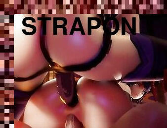 strapon, anal, lesbiana, adolescenta, sex-in-trei, tare