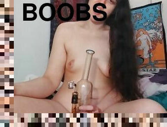 PinkMoonLust 420 hippie Slut Takes a Dab Bong Hit Naked Tiny Tits Camgirl Onlyfans ManyVids Slut