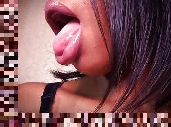 Ebony Wet Tongue Fetish