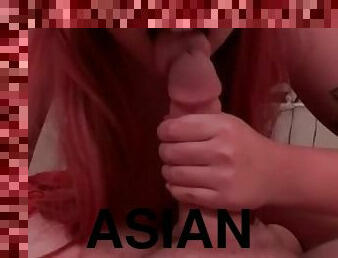 Hot Asian Chick Gives Head Until Guy Explodes