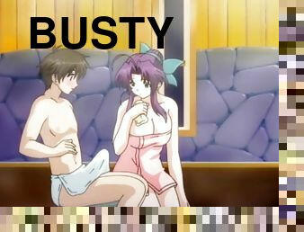 Busty girl gives her future ***-in-law his very first blowjob - Uncensored Hentai