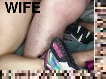 Slutty wife demands cum in her Nike airmax sneakers