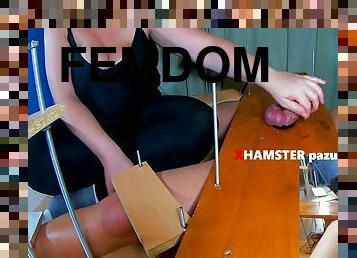 Femdom CFNM Game.20 min Handjob+Post Orgasm+Feet Tickling