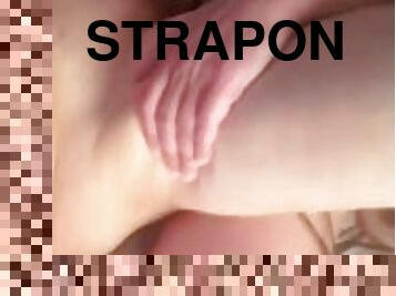 DUAL STRAPON FUCKING THE CUM OUT OF HIM