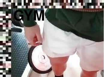 Dick out during training in the gym