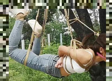 Cute Asian Tied Outdoors