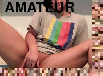 masturbation, amatör, hemmagjord, första-gången, kåt, söt, ensam