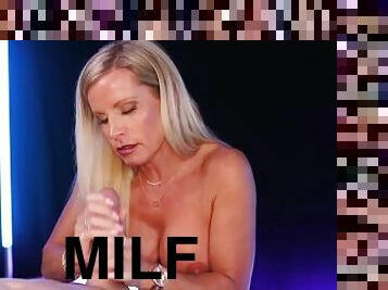 She teases his cock head – Stunning blonde MILF Princess POV Blowjob