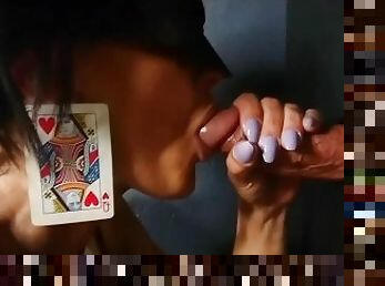 Poker Lady Working On Cock Milking Glory Hole