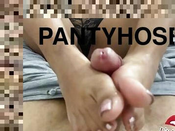 I gave my lover a footjob and didn't let him watch the game - foot fetish