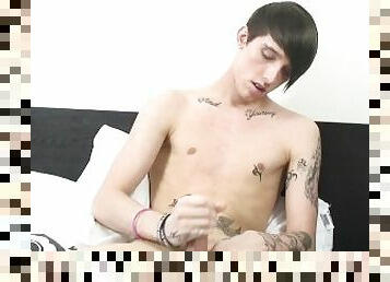 Slim Tattood Twink Naked And Jerking It