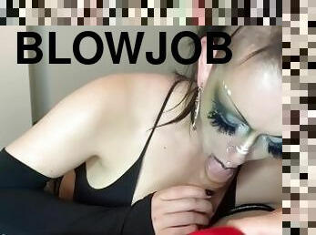 (POV) Big-Titty Goth Gf Gives Femboy Sloppy Blowjob + Titfuck