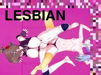 orgasme, lesbian-lesbian, remaja, permainan-jari, animasi, jenis-pornografi-animasi, 3d