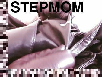 Leather Soft ASMRCum on StepMom's lambskin leather coat