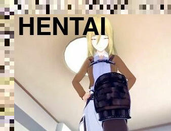 dilettant, füße, gesichtspunkt, blondine, anime, hentai