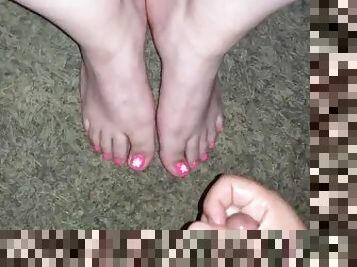 Cum on Sexy GF Light Pink Feet and Toes