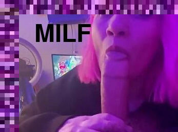 Cock hungry milf sucks all of his hard thick BWC