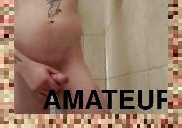 Trans girl plays with her ass and dick in the shower teaser