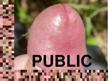 Newhalf cock and ball play sissygasm moaning in the public park