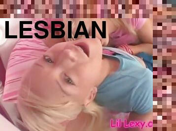 Petite blonde little lexy lesbian fingering pussy