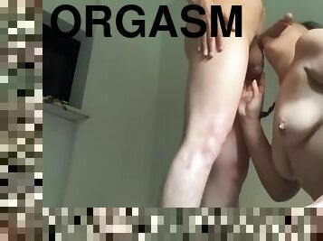 Sexy thick Latina sucks and orgasms on big dick