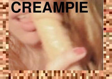 Close-up dildo fucking my creampie pussy - original audio