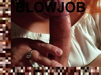 amatør, blowjob, cumshot, rødhåret, pov, cum, virkelig, pikk, suging