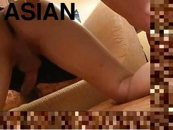 asien, immens, transsexueller, anal-sex, blasen, beule-schuss, immens-glied, tranny, beule, glied