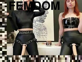 Smoking Goddesses Kira and Sofi POV Strap-on Femdom Humiliation