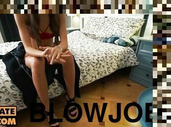 POV - Lingerie slut SolaZola gives you a horny POV blowjob