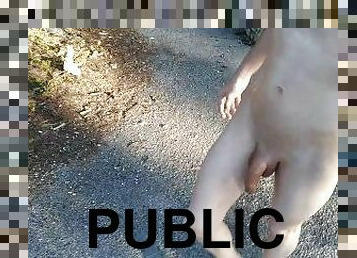 Pissing and walking nude in public