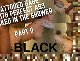 الاستحمام, هواة, فاتنة, عرقي, أسود, عاهرة-fucking, مثالية, دش, بيضاء, وشم