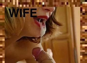 house wife in the morning suck cock chokes from EATING CUM SPERM and LAUGHTER