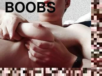 Sucking own boobs